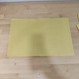 Vintage Cloth Place Mats Set of 4 Yellow Or Gold Small Stains See Pics